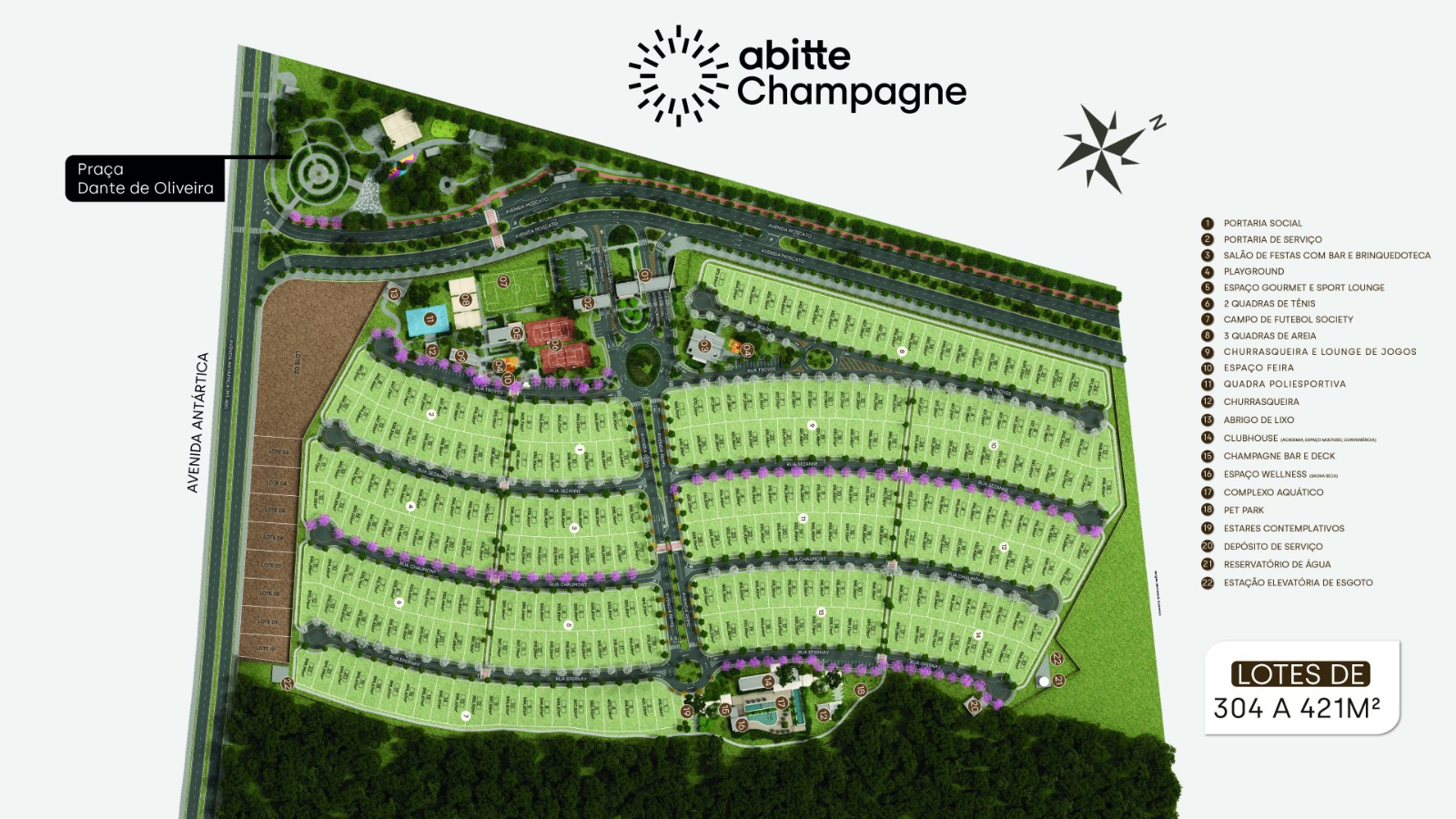 Mapa de Implantação dos Lotes — Abitte Champagne